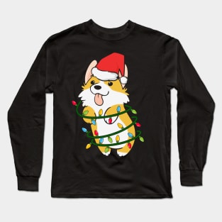 Corgi Santa Christmas Lights Xmas Corgi Gifts For Corgi Lovers Corgmas Long Sleeve T-Shirt